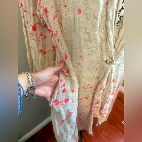 BANANA BLUE Bright Flax Mesh Splash Duster Coat - Picture 7 of 10